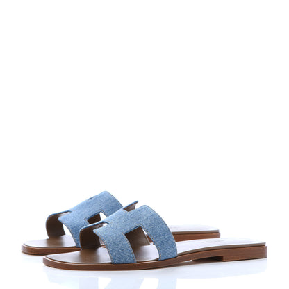 Hermes Denim Oran Sandals 38 Bleu Clair 3 of 9