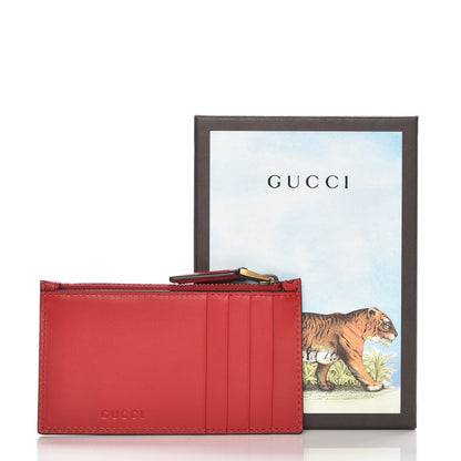 Gucci Calfskin GucciGhost Hamlet Skull Coin Case Card Holder Hibiscus Red 8 of 8