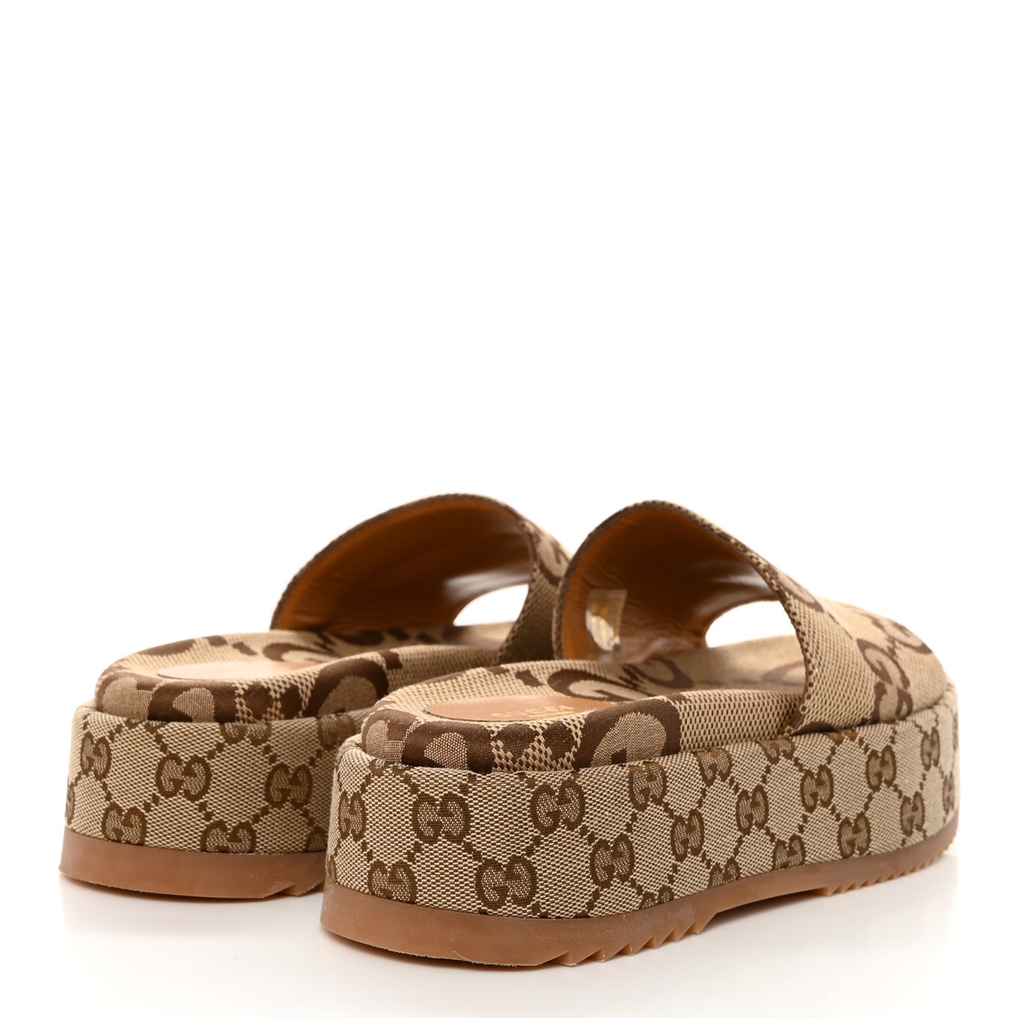 Monogram Maxi GG Angelina Platform 55mm Slide Sandals 38 Camel Ebony