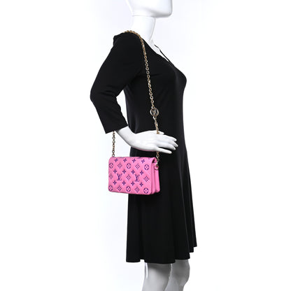 Louis Vuitton Lambskin Embossed Monogram Vuittamins Pochette Coussin Rose Violet 2 of 10