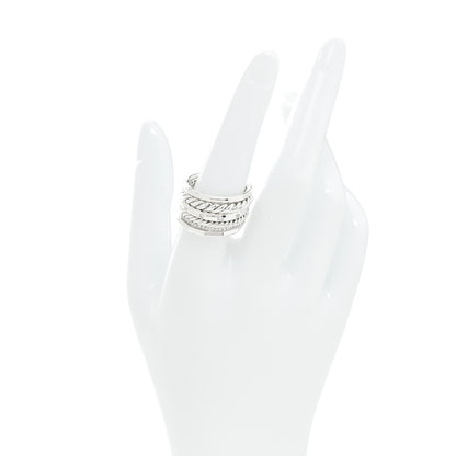David Yurman Sterling Silver Diamond 16mm Stax Wide Stacked Ring 56 7.5 2 of 5