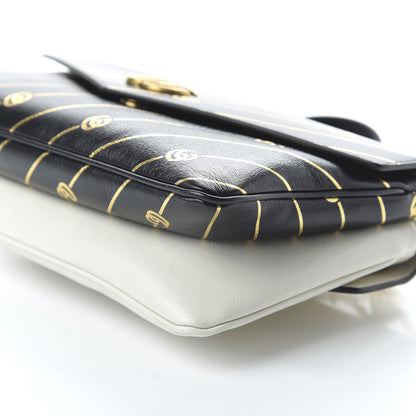 Gucci Calfskin Diagonal GG Medium Thiara Double Envelope Shoulder Bag Black White 7 of 10