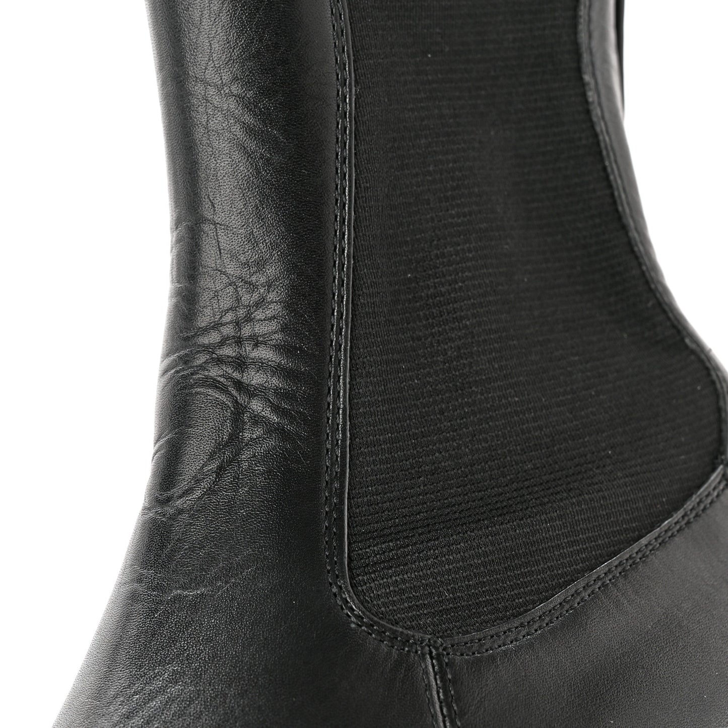 Calfskin Patent Cap Toe Ankle Boots 36 Black