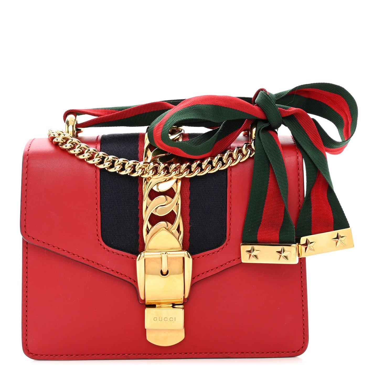 Calfskin Mini Sylvie Chain Shoulder Bag Hibiscus Red