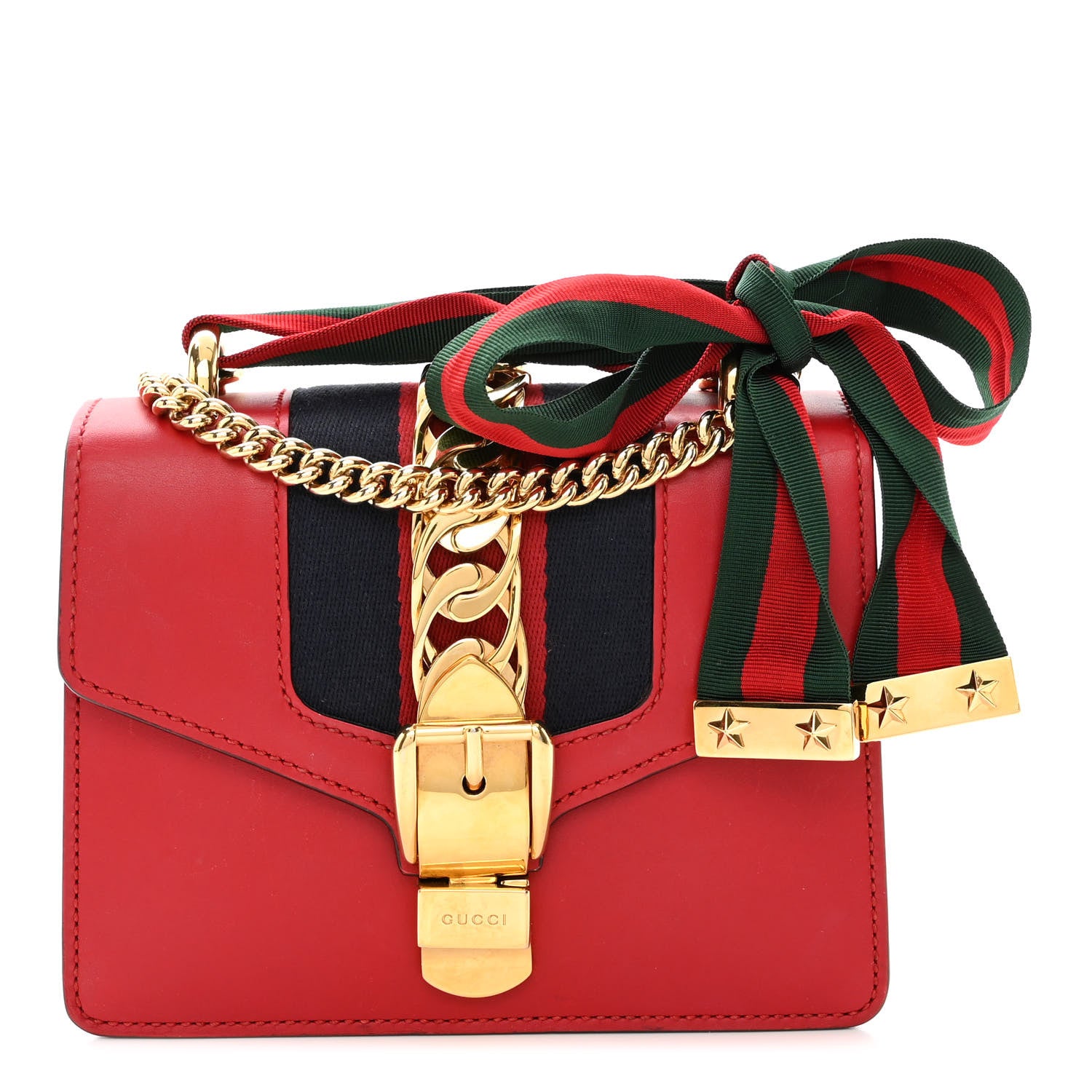 Gucci Calfskin Mini Sylvie Chain Shoulder Bag Hibiscus Red 1 of 13