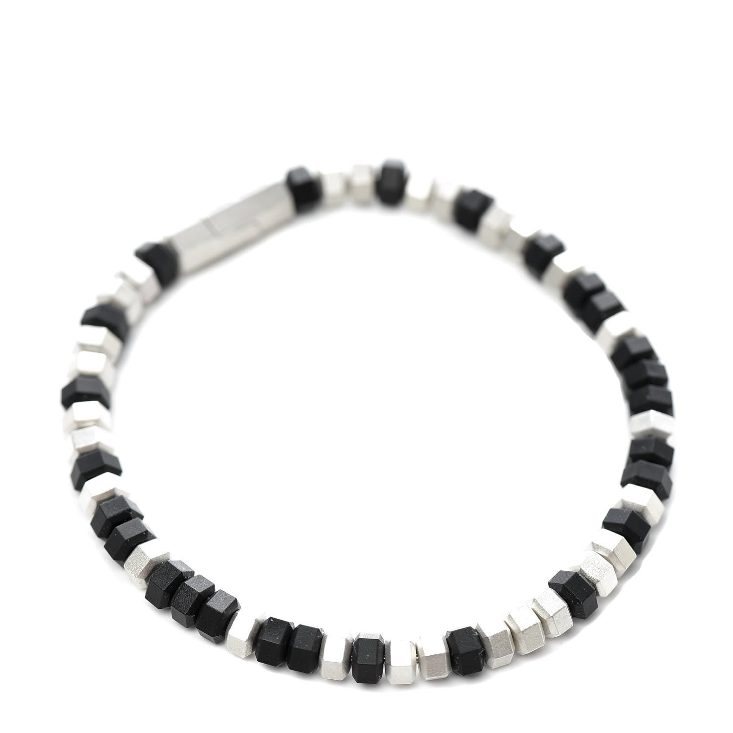 David Yurman Sterling Silver Rubber Hex Bead Bracelet Black 1 of 6