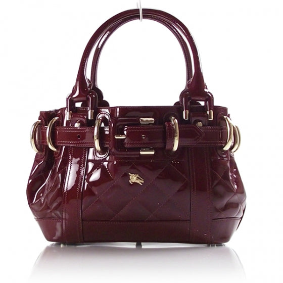 Patent Quilted Belt Bag Burgundy