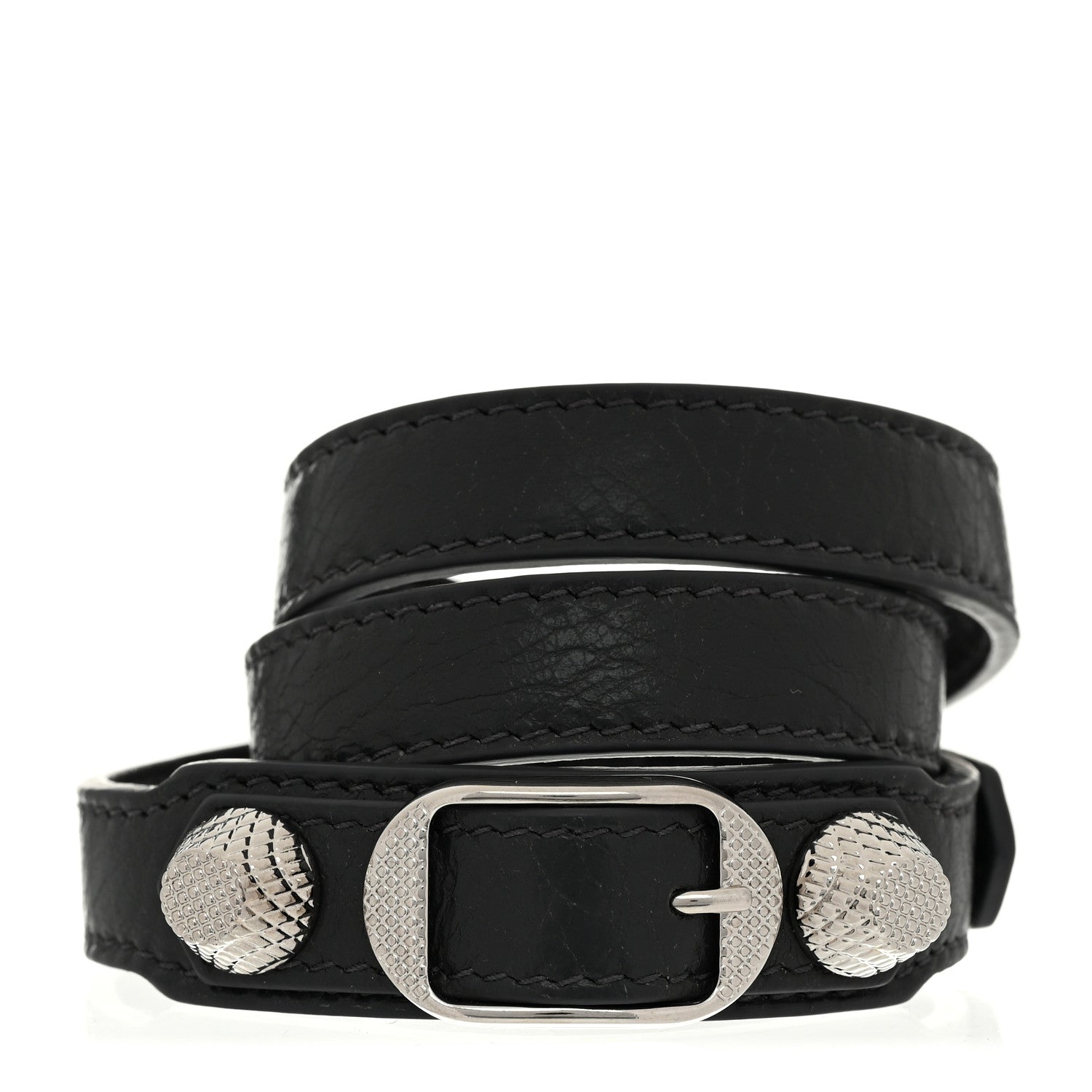 Balenciaga Agneau Giant Silver Hardware Triple Tour M Bracelet Gris Fossile 1 of 7