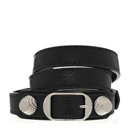 Balenciaga Agneau Giant Silver Hardware Triple Tour M Bracelet Gris Fossile 1 of 7