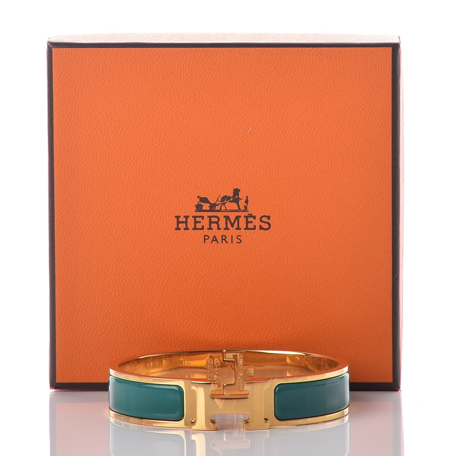 Hermes Enamel Narrow Clic Clac H Bracelet PM Vert Bleuete 7 of 7