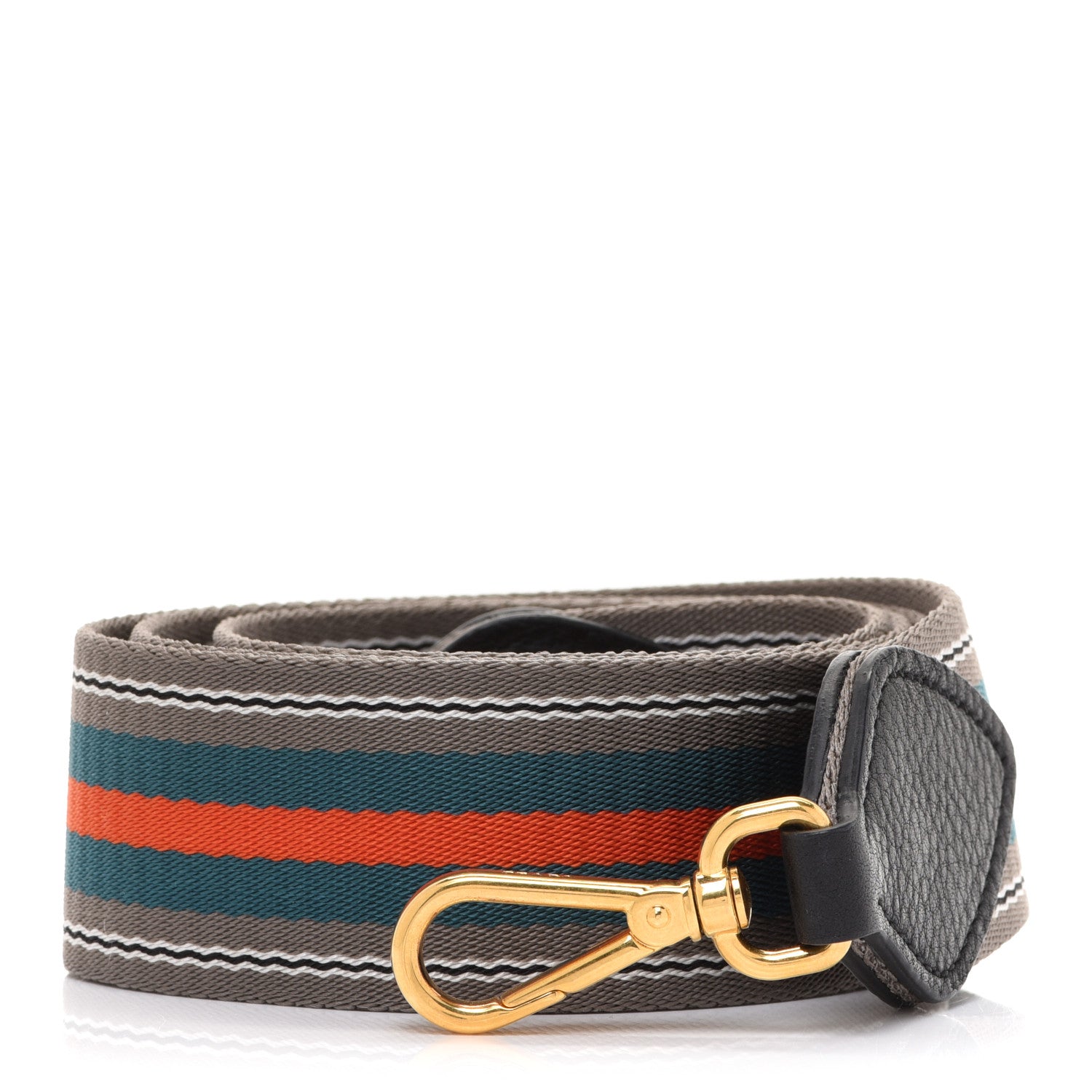 Prada Vitello Daino Striped Fabric Shoulder Strap 1 of 5