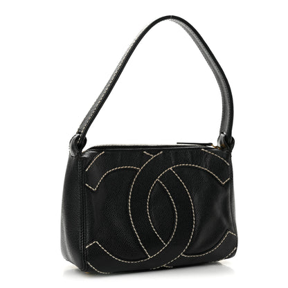 Chanel Caviar CC Stitched Small Hobo Black 3 of 13