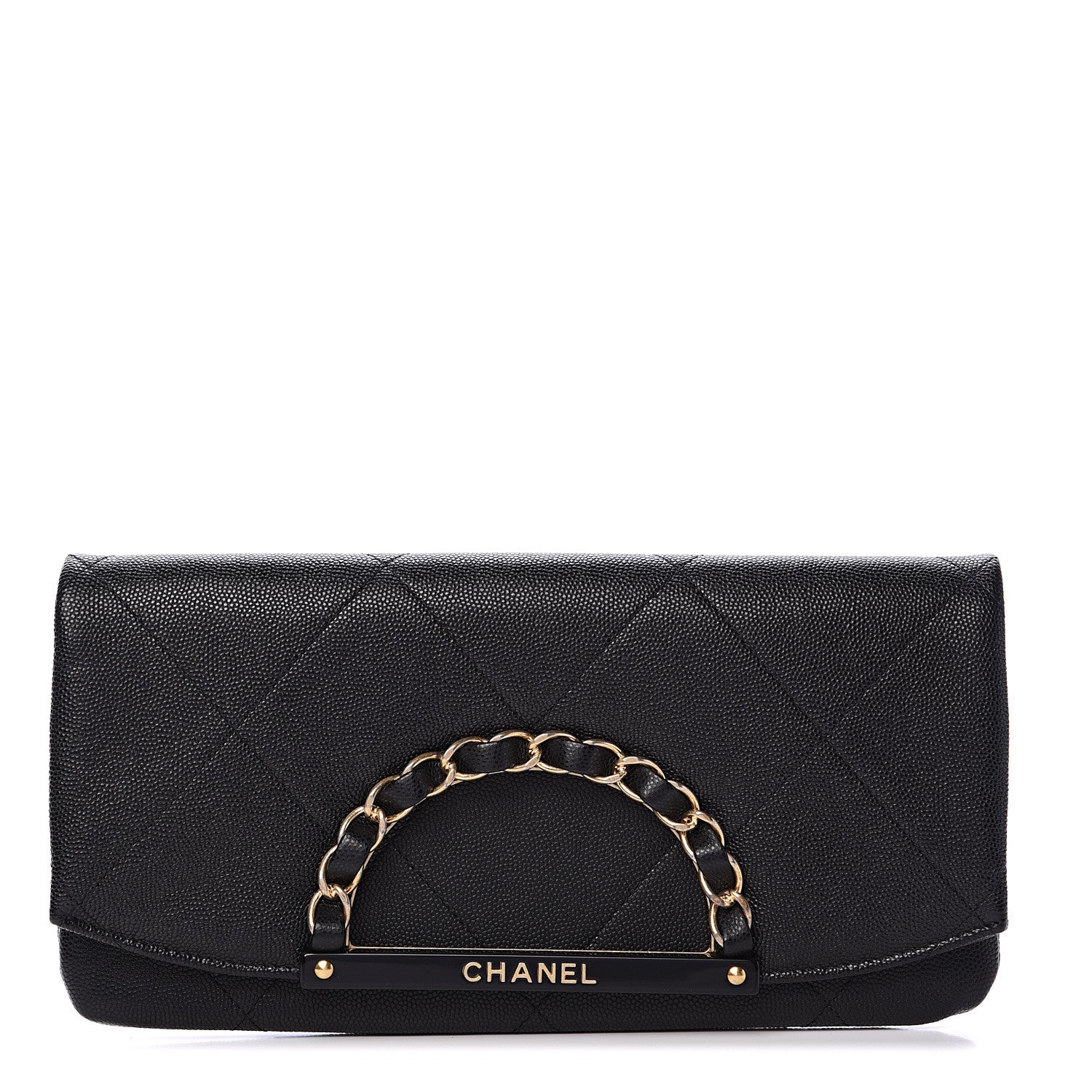 Chanel Grained Calfskin Small Chain Handle Clutch Black 1 of 7