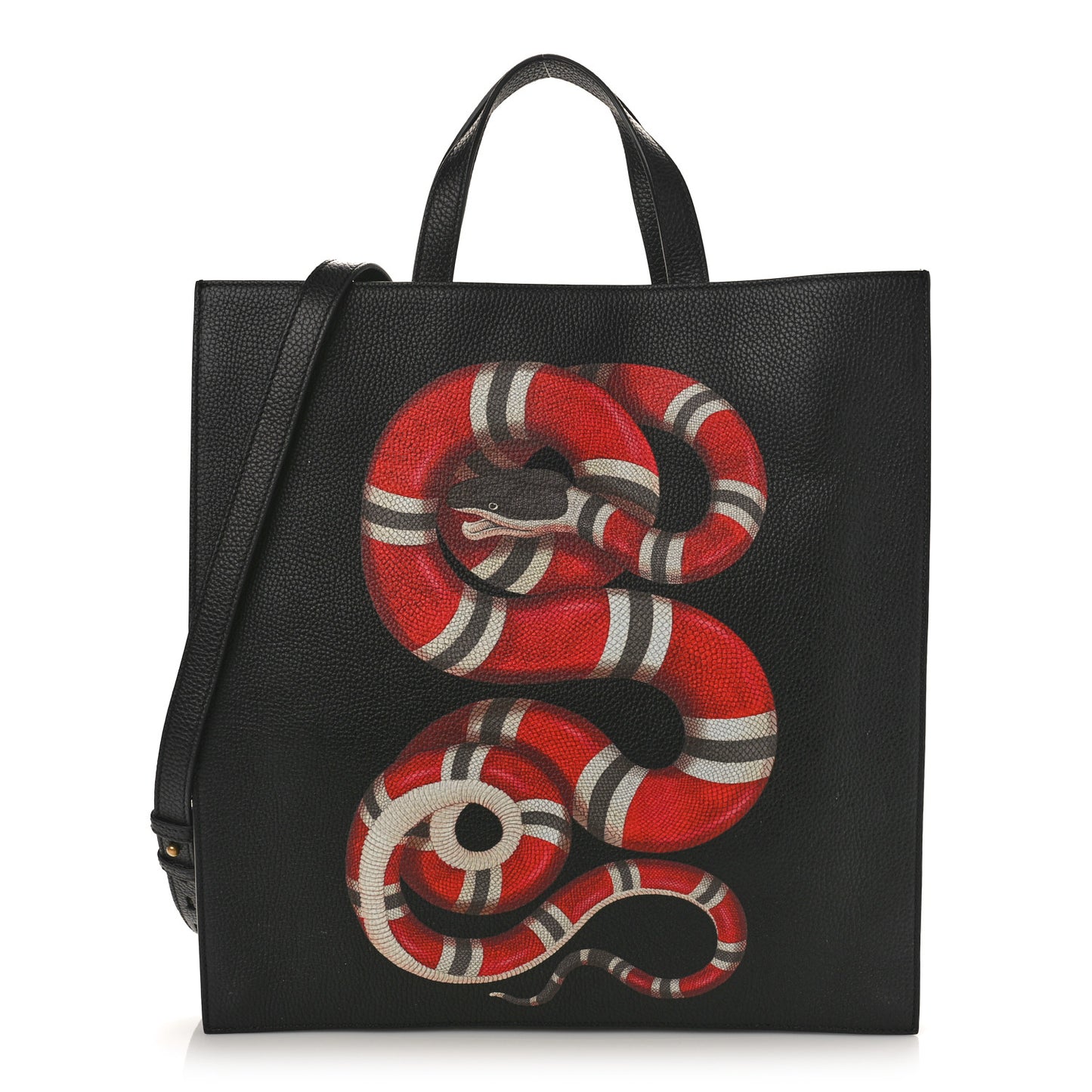 Calfskin Kingsnake Print Tote Black