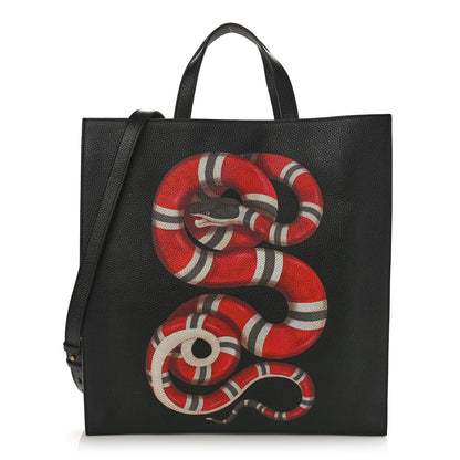 Gucci Calfskin Kingsnake Print Tote Black 1 of 9