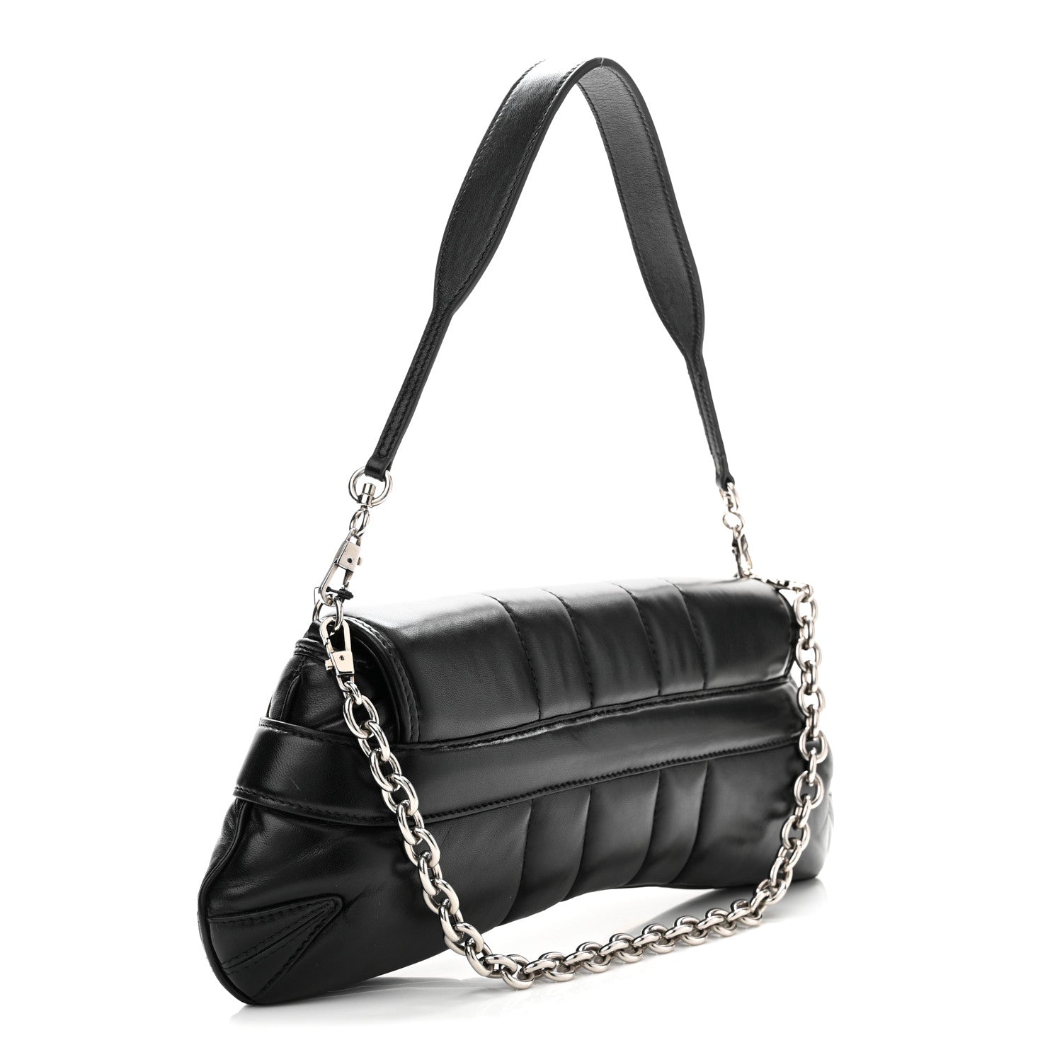 Gucci Nappa Vertical Matelasse Medium Maxi Horsebit Chain Shoulder Bag Black 3 of 10