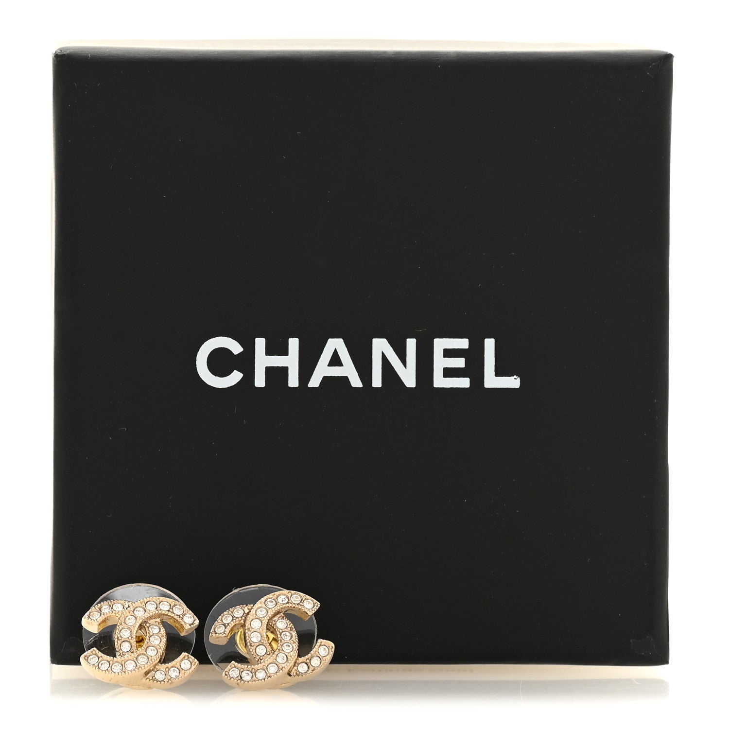 Chanel Crystal Mini Timeless CC Earrings Gold 5 of 5
