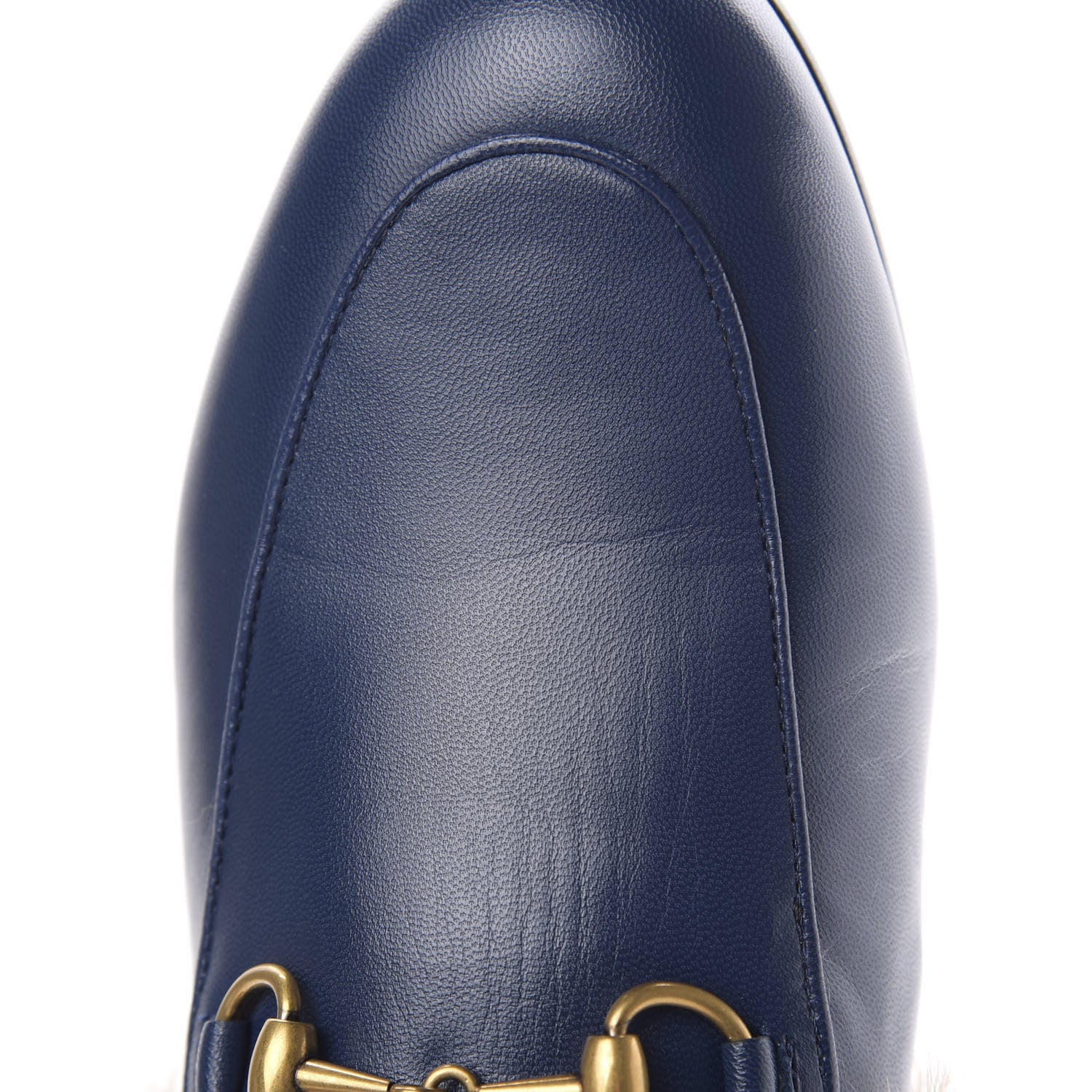 Gucci Malaga Kid Fur Womens Princetown Slippers 37 Blue Agata 8 of 9