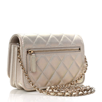 Chanel Iridescent Lambskin Quilted Mini Wallet On Chain WOC Ivory 3 of 12