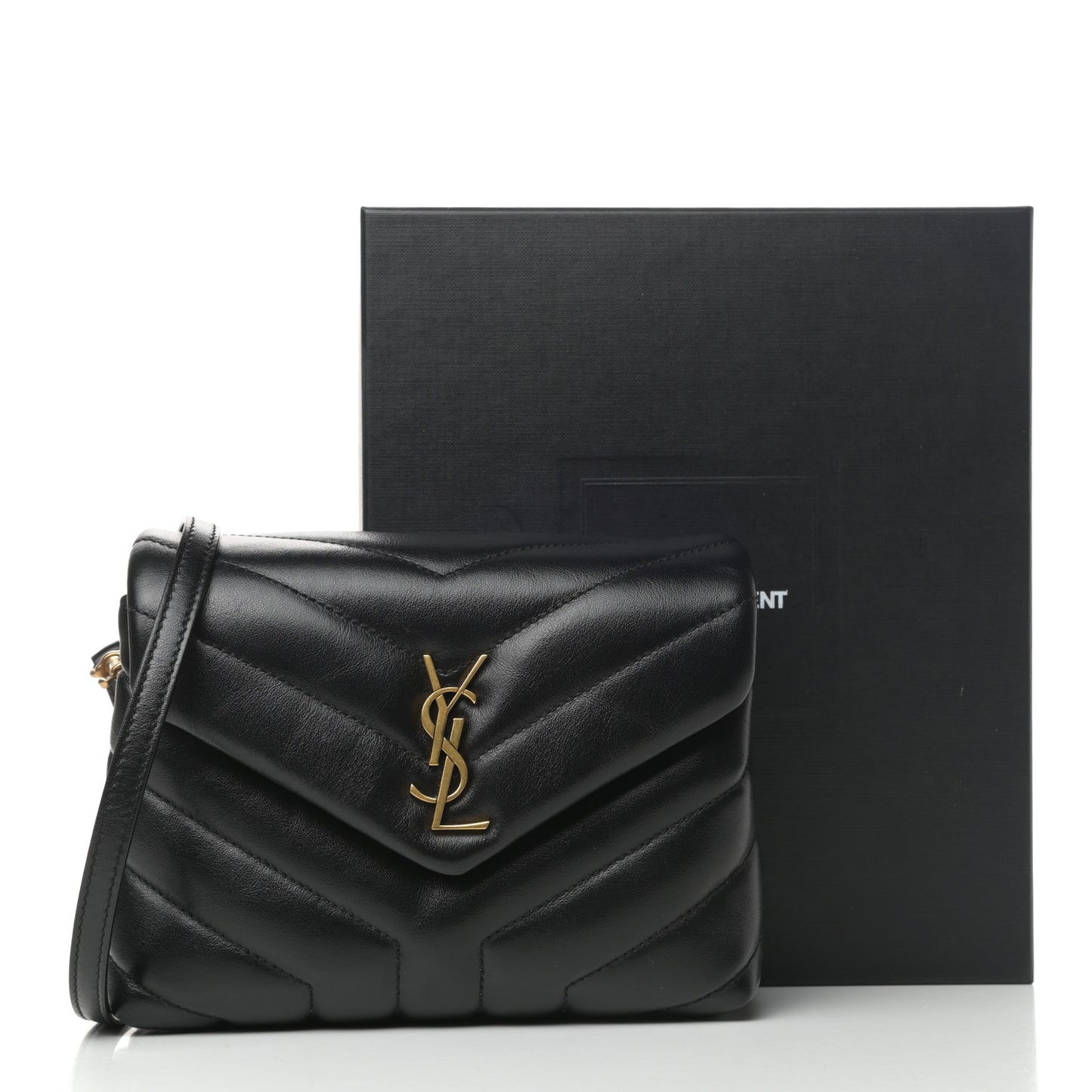 Calfskin Y Quilted Monogram Toy Loulou Crossbody Bag Black