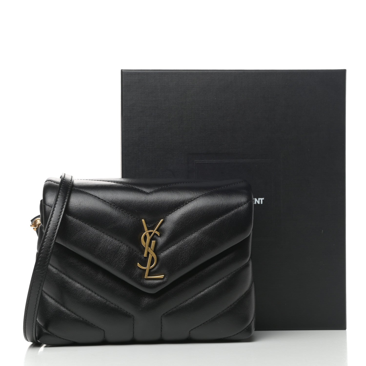 Saint Laurent Calfskin Y Quilted Monogram Toy Loulou Crossbody Bag Black 9 of 9
