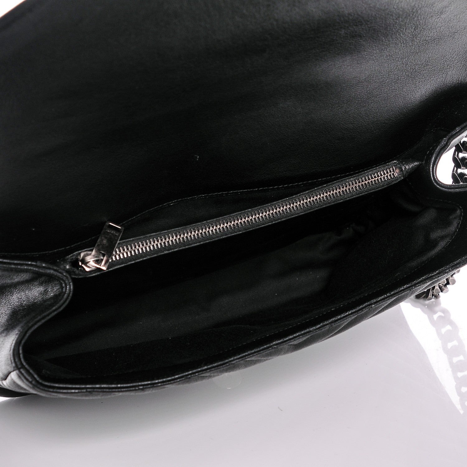 Saint Laurent Sheepskin Matelasse Chevron Monogram Large College Satchel Black 5 of 8