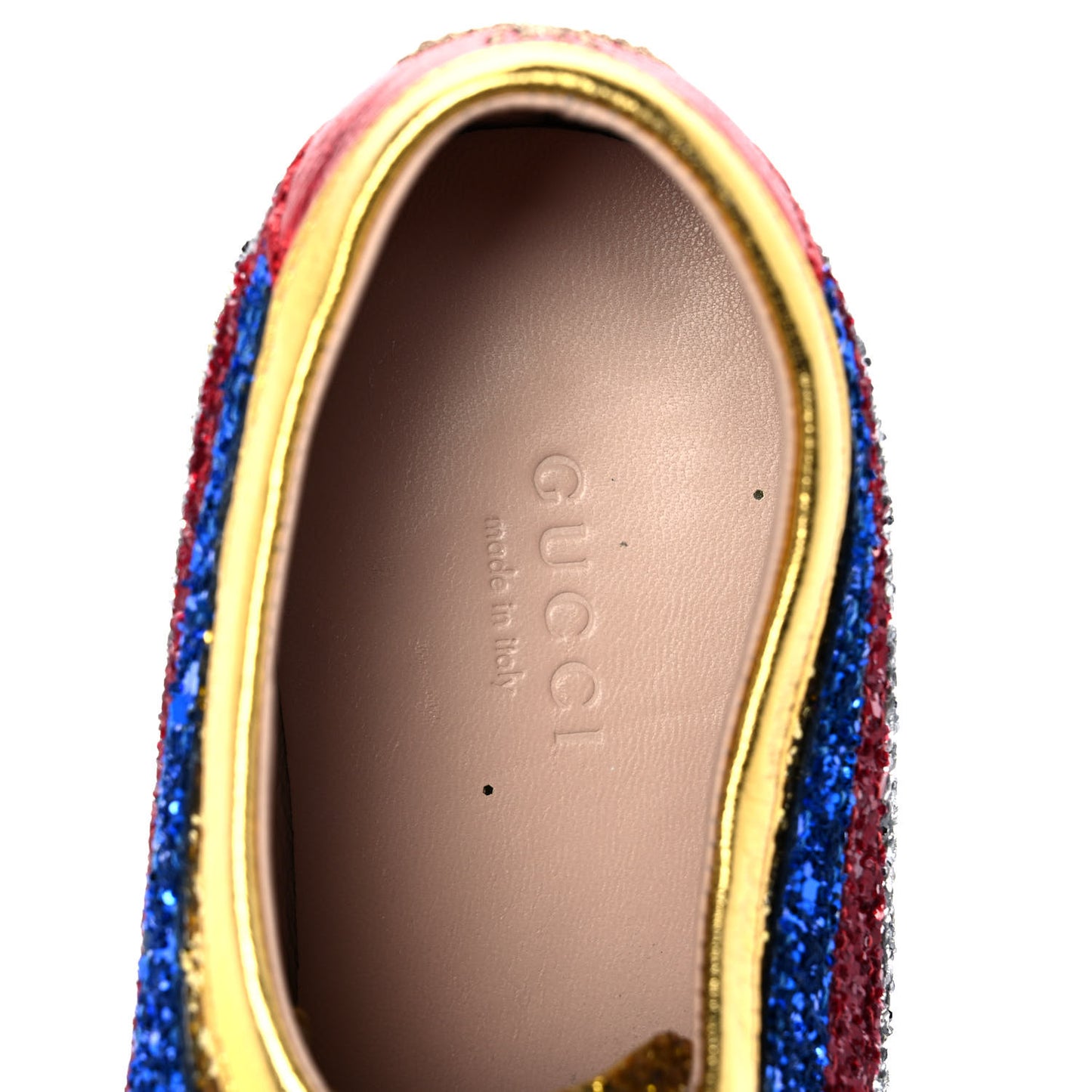 Glitter Fabric Pierced Heart Falacer Sneakers 35.5 Gold