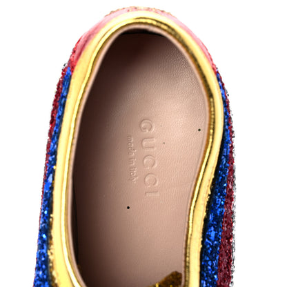 Gucci Glitter Fabric Pierced Heart Falacer Sneakers 35.5 Gold 8 of 9
