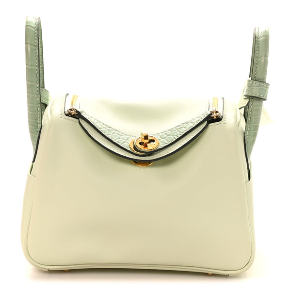 Hermes Matte Alligator Swift Verso Mini Touch Lindy 20 Vert Fizz