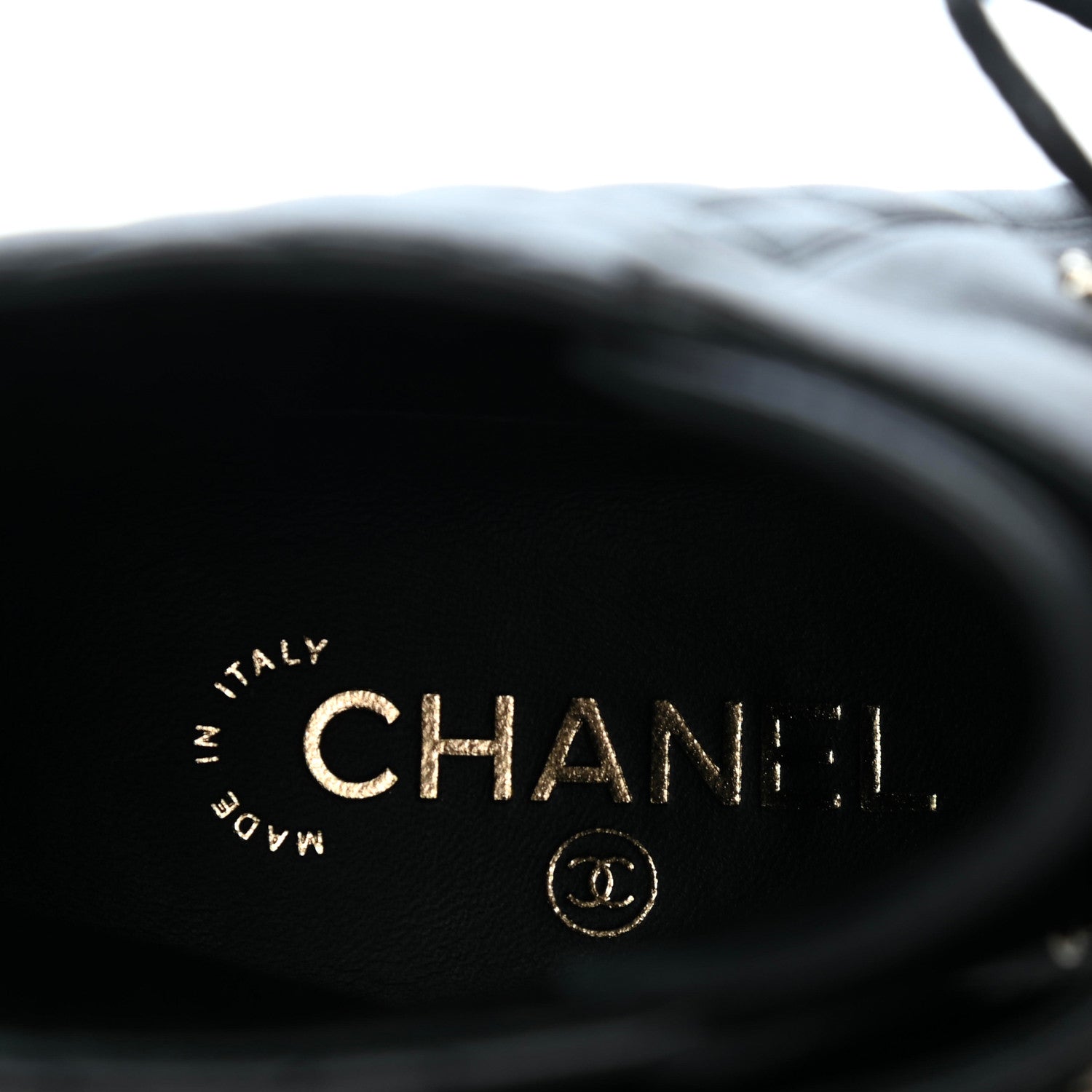 Chanel Shiny Lambskin Quilted Lace Up Combat Boots 38.5 Black 20 of 22