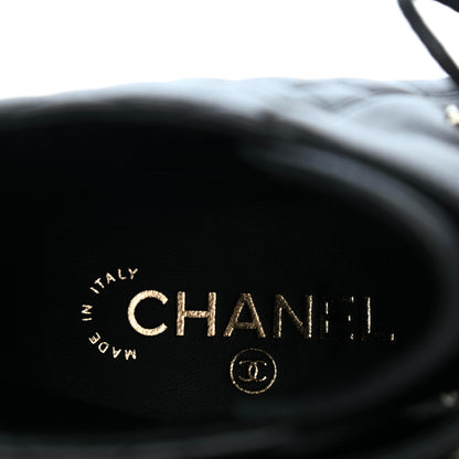 Chanel Shiny Lambskin Quilted Lace Up Combat Boots 38.5 Black 20 of 22