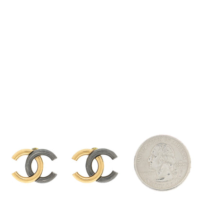 Chanel Metal CC Earrings Gold Ruthenium 2 of 5