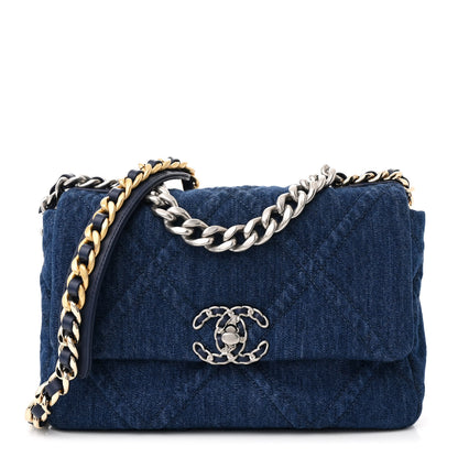 Chanel Denim Quilted Medium Chanel 19 Flap Blue 1 of 10