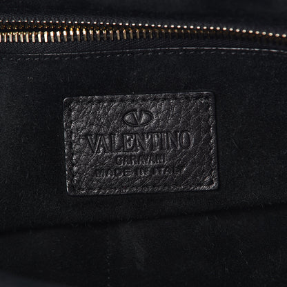 Valentino Garavani Grained Calfskin C-Rockee Fringe Hobo Black 6 of 19