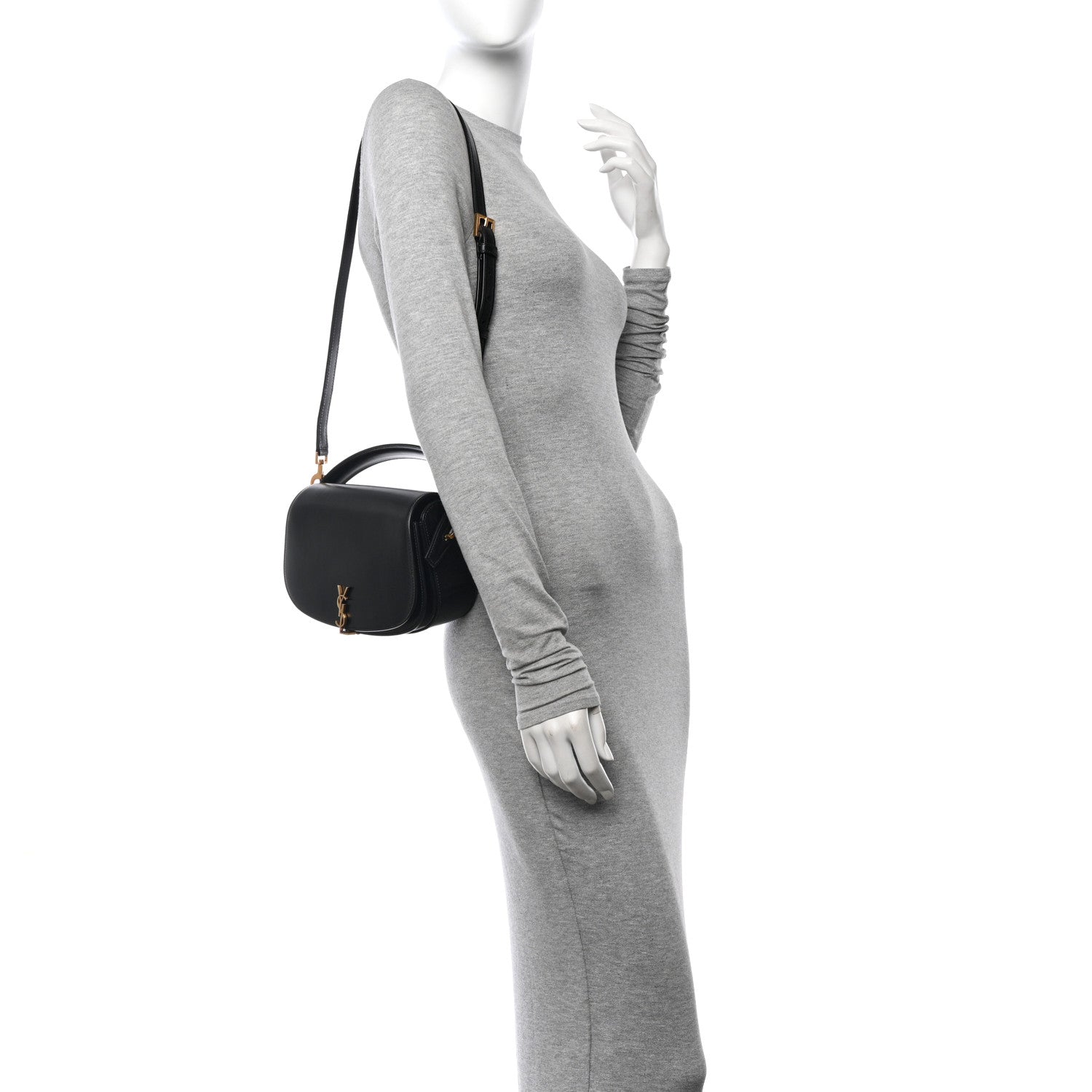 Saint Laurent Box Calfskin Voltaire Top Handle Crossbody Bag Black 2 of 9