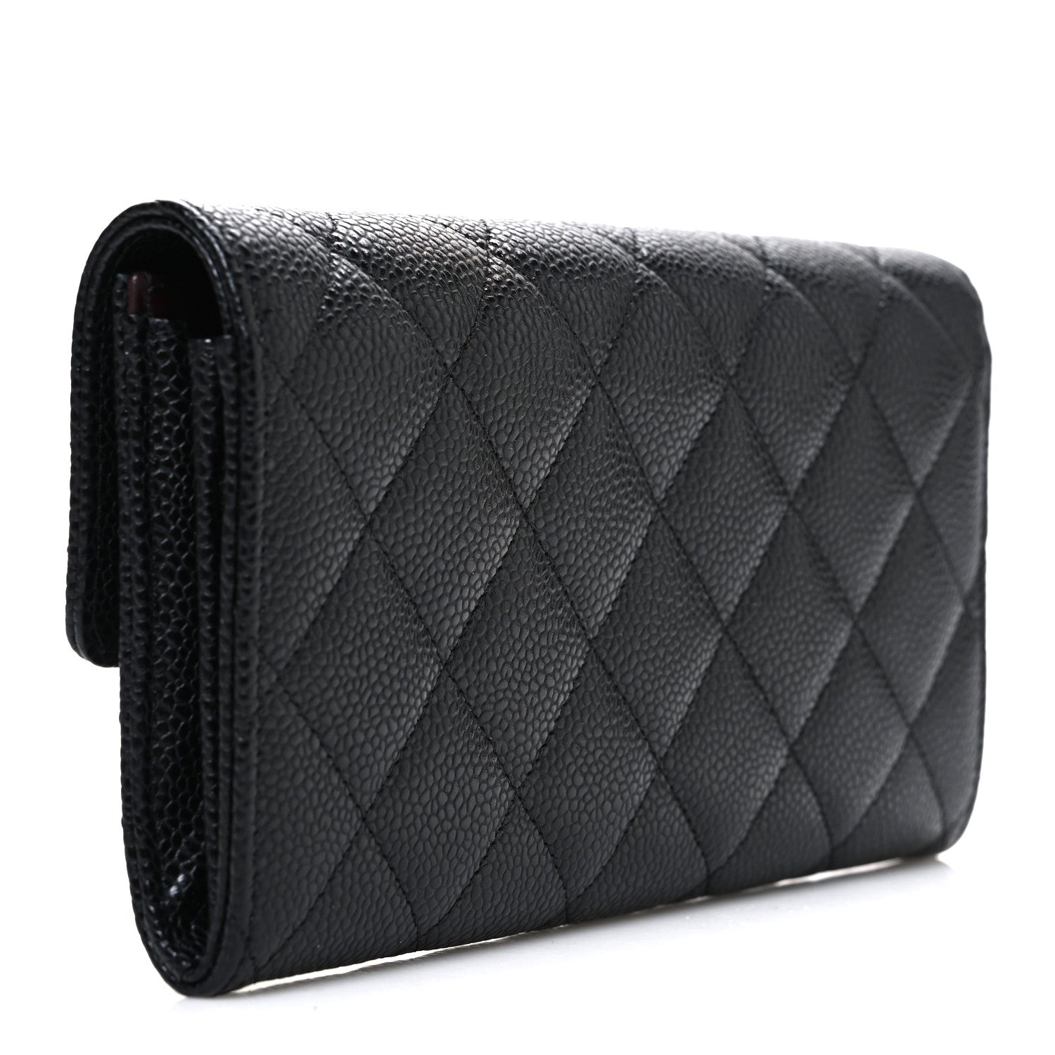 Chanel Caviar Quilted Large Gusset Flap Wallet Black 3 of 8