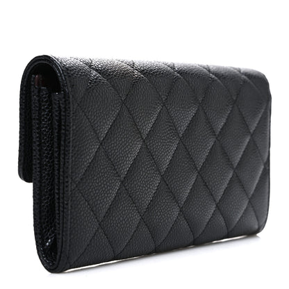 Chanel Caviar Quilted Large Gusset Flap Wallet Black 3 of 8