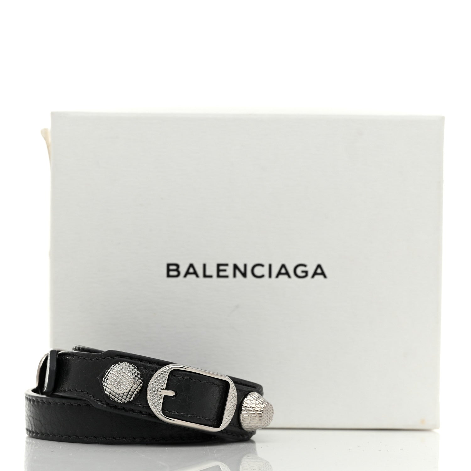 Balenciaga Agneau Giant Silver Hardware Triple Tour M Bracelet Gris Fossile 7 of 7