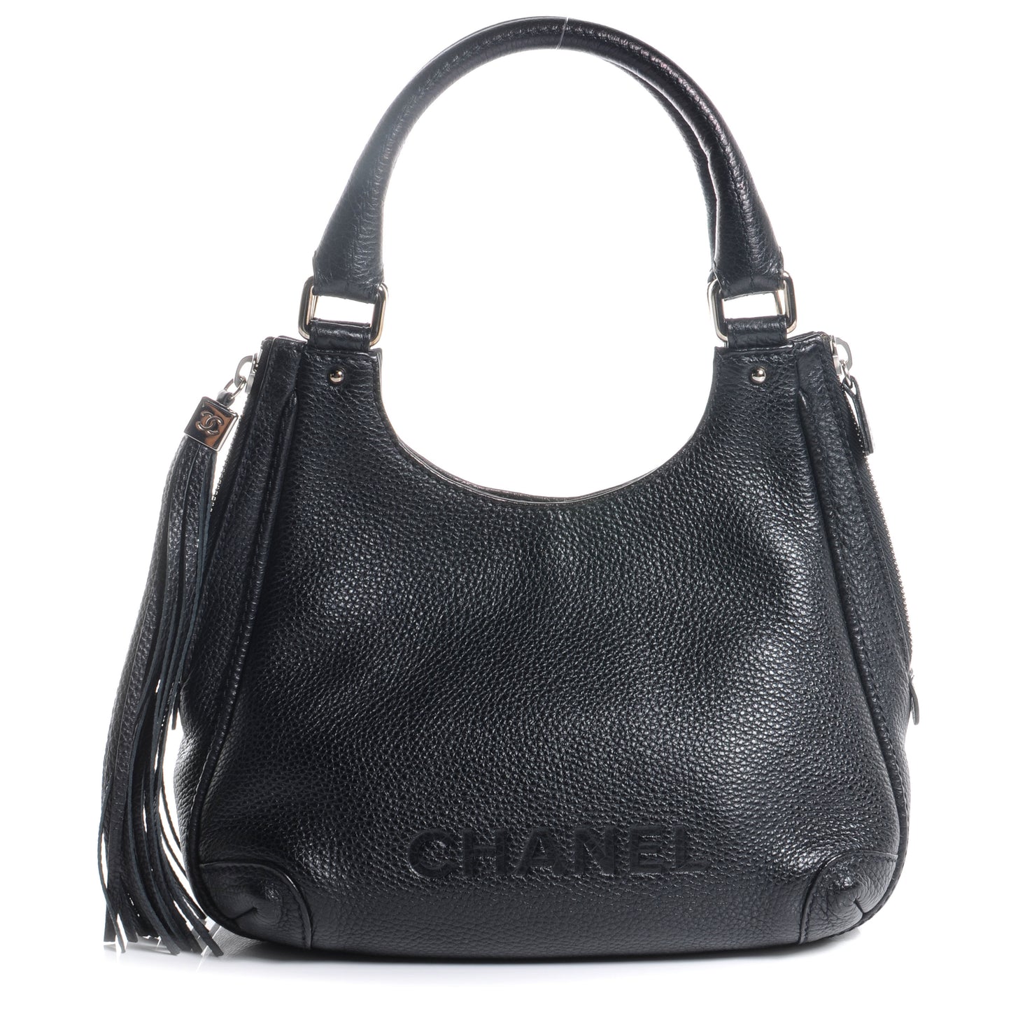 Leather Tassel Hobo Black