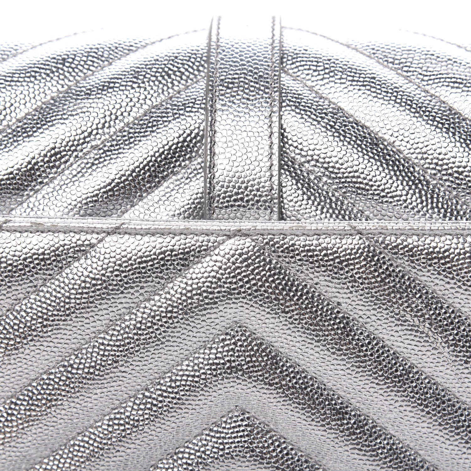 Saint Laurent Sheepskin Matelasse Chevron Monogram Medium College Bag Silver 11 of 12