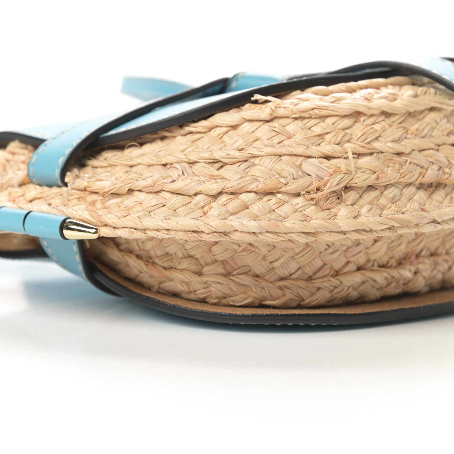 Loewe Calfskin Raffia Mini Gate Crossbody Bag Light Blue Natural 8 of 11