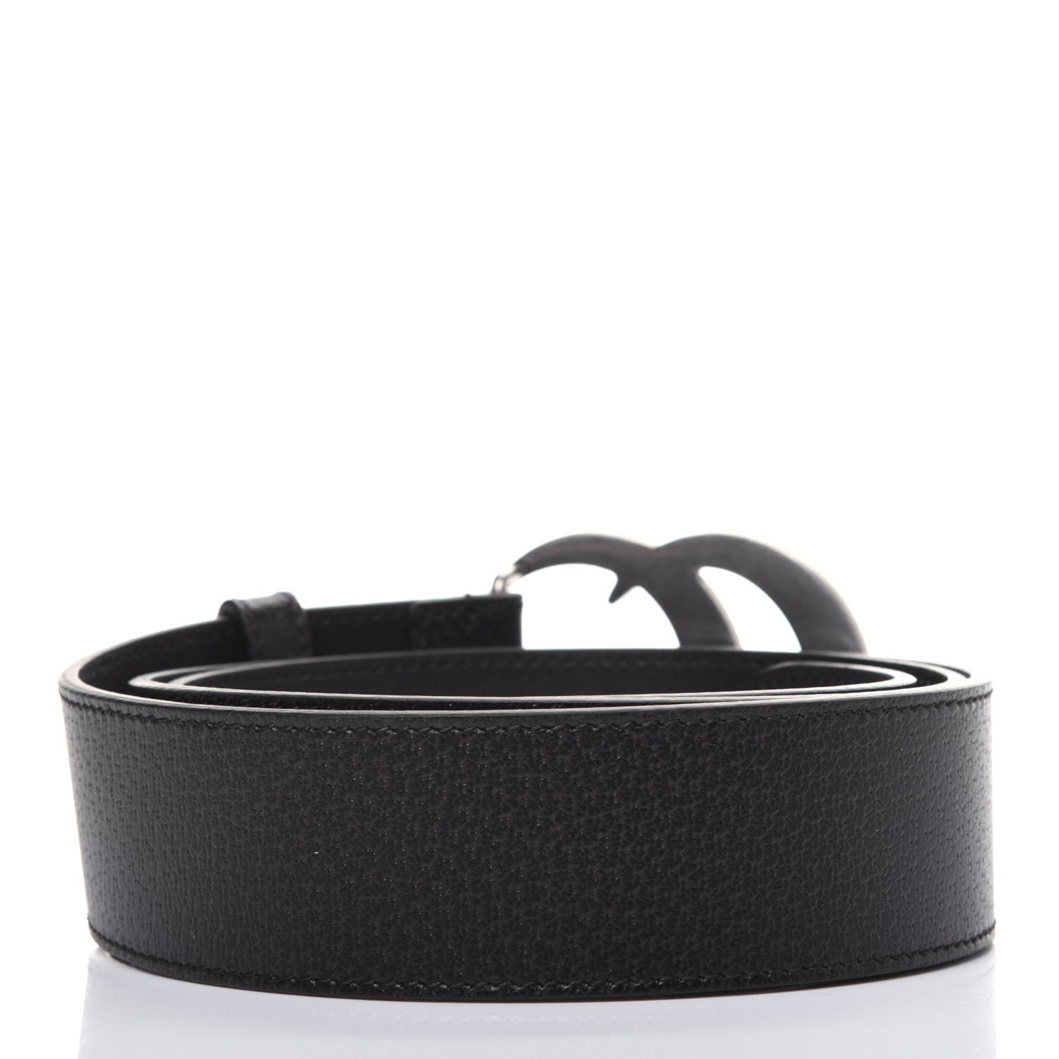 Gucci Textured Dollar Calfskin Nickel Double G 40mm Belt 100 40 Dark Cocoa 2 of 7