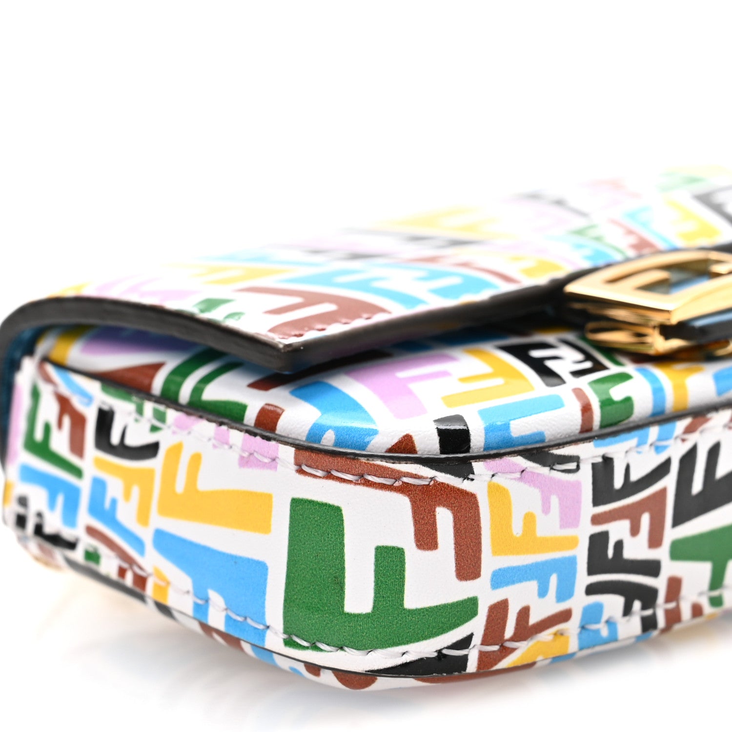 Fendi X SARAH COLEMAN Vitello Liberty Ceylon Micro FF Fish Eye Embossed Nano Baguette Charm Multicolor Cyber Blue 9 of 11