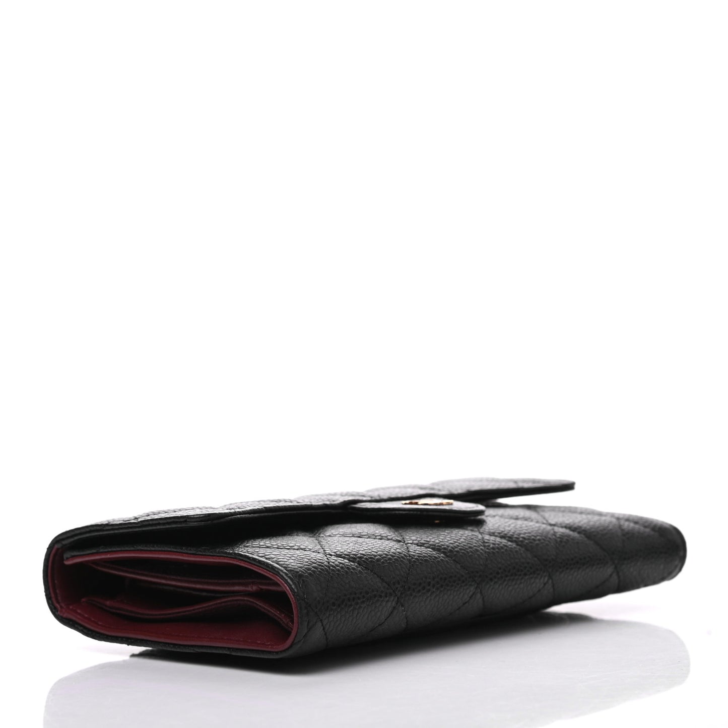 Caviar Quilted Large Flap Wallet Black