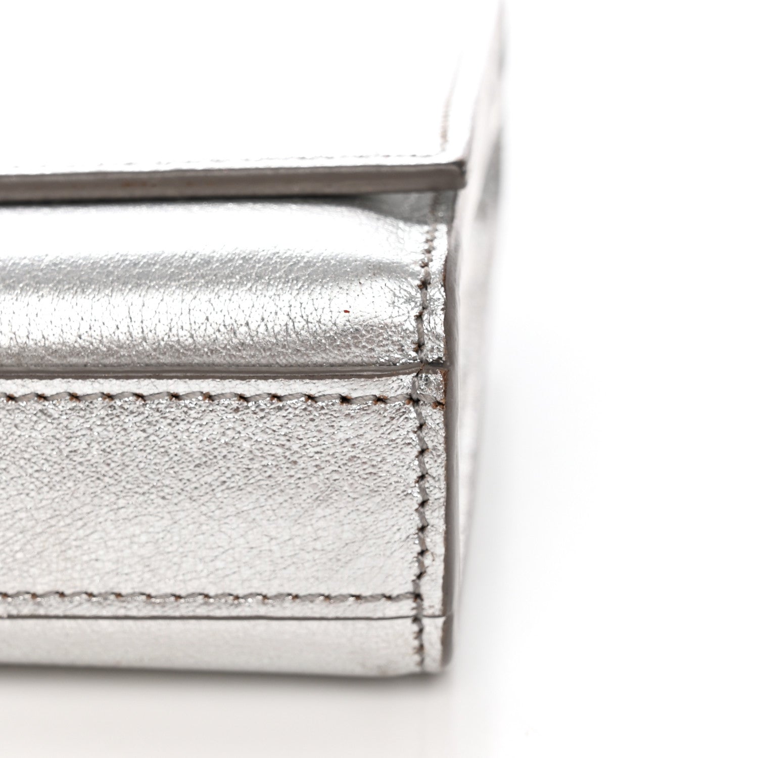Saint Laurent Textured Metallic Calfskin Classic Monogram Cassandre Clutch Silver 14 of 14