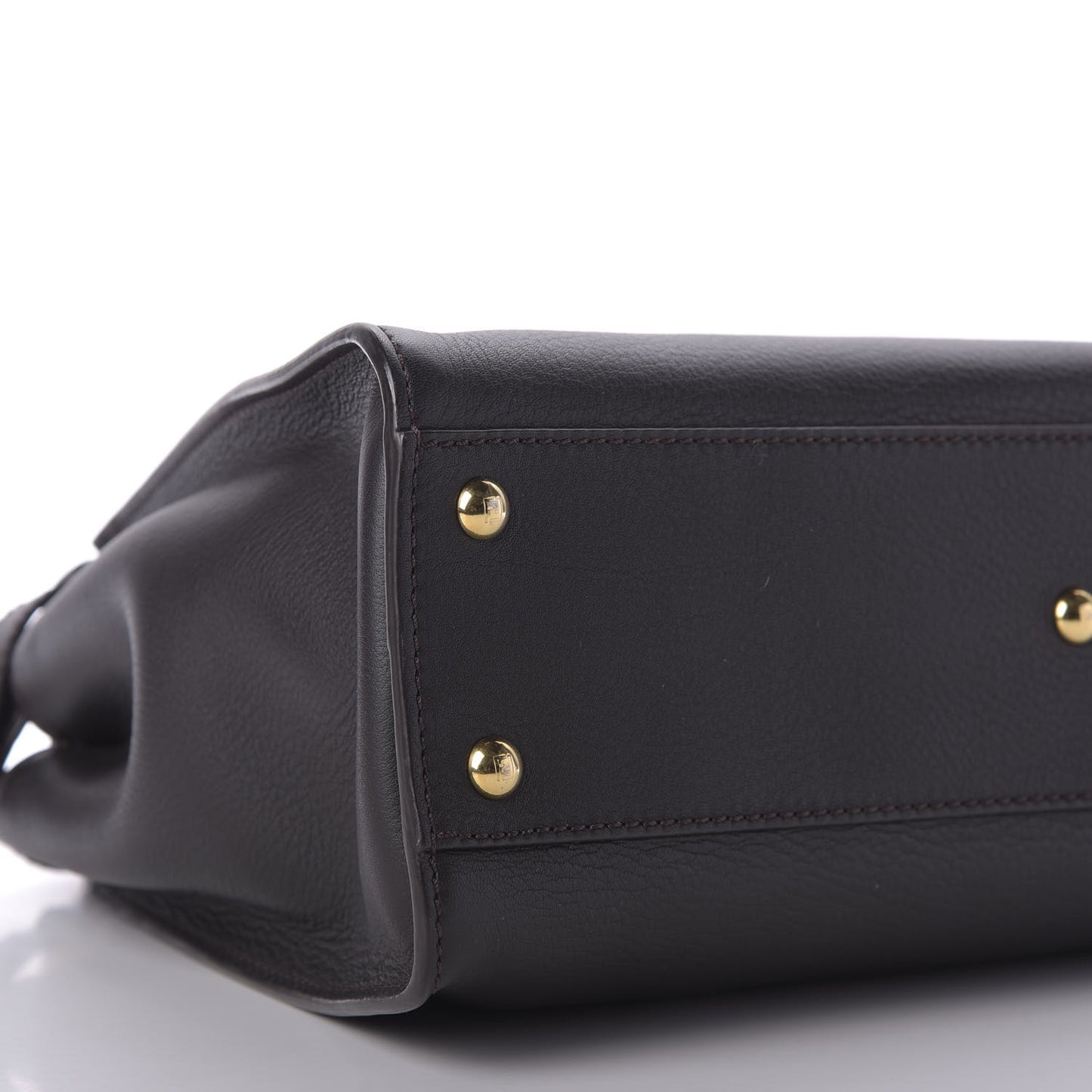 Vitello Seta Shiny Nappa Medium Peekaboo Iconic Satchel Dark Brown Yellow