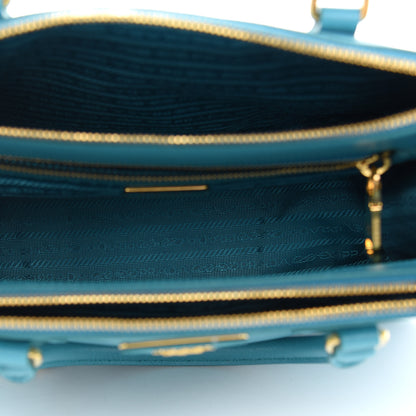 Prada Saffiano Lux Small Double Zip Tote Turchese 4 of 7
