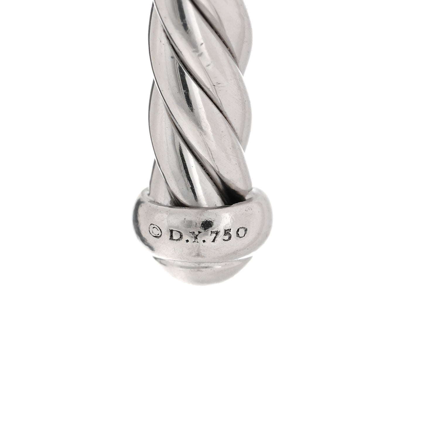 18K White Gold Diamond 3mm Cablespira Single Station Bracelet
