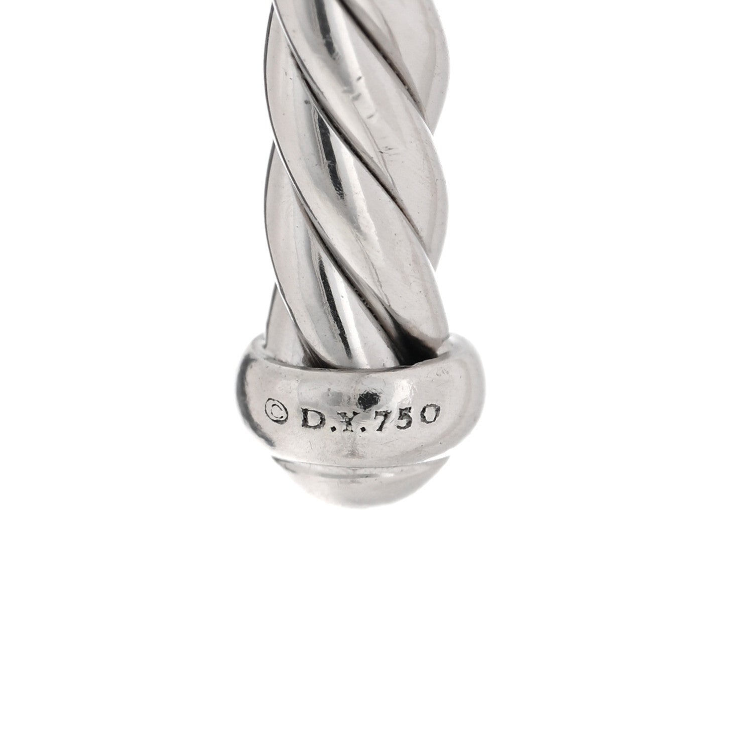 David Yurman 18K White Gold Diamond 3mm Cablespira Single Station Bracelet 3 of 3