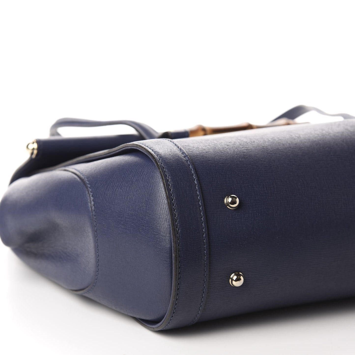 Calfskin Bamboo Bullet Top Handle Bag Uniform Blue